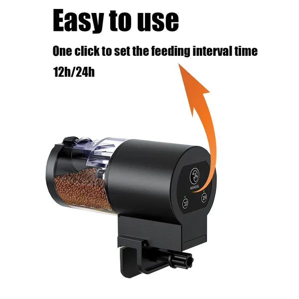 Automatic Fish Feeder 100 mL – Battery-Operated Programmable Timer for Aquarium Vacation Use