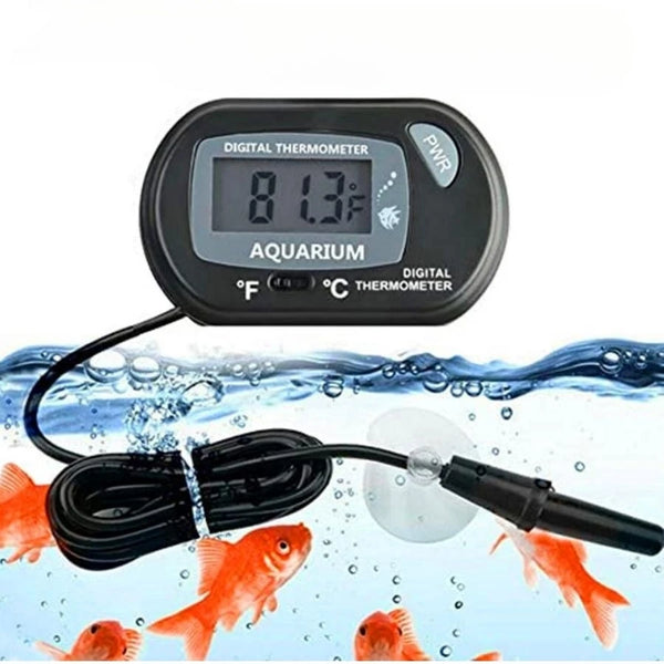 Digital Aquarium Thermometer with Probe - LCD Fish Tank Water Temperature Monitor