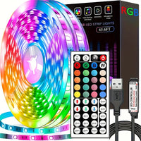 RGB LED Strip Lights with 44-Key Remote - Color Changing Tape Light for Aquacaspe, Room Decor