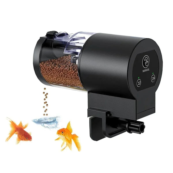 Automatic Fish Feeder 100 mL – Battery-Operated Programmable Timer for Aquarium Vacation Use