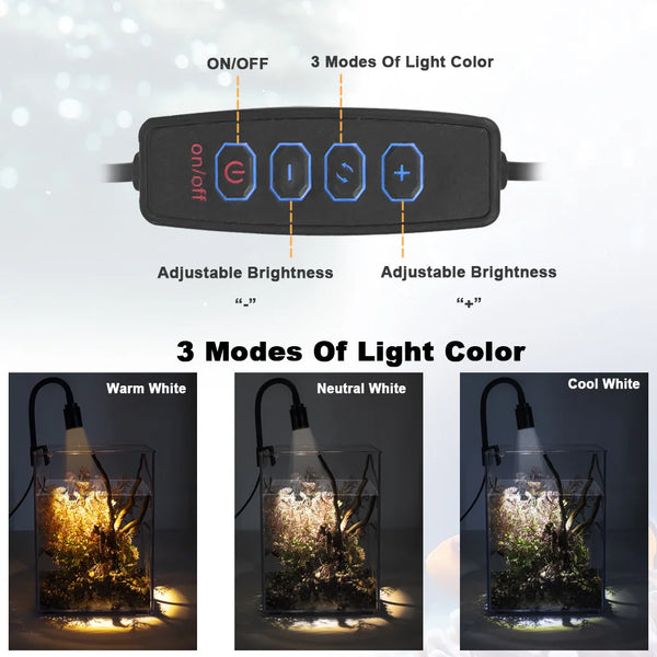USB Aquarium LED Light 3W - Clip-On Plant Grow Light for Fish Tank